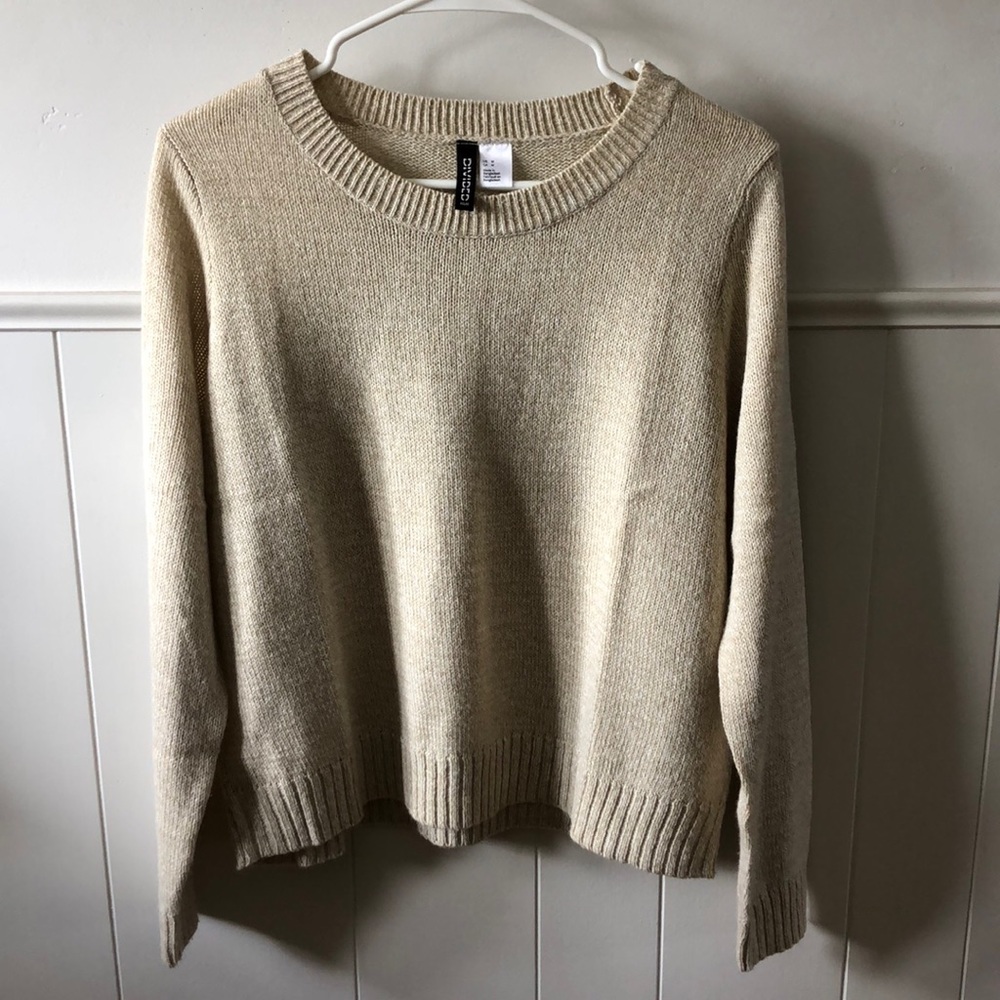 h&m fine-knit sweater, cream/tan